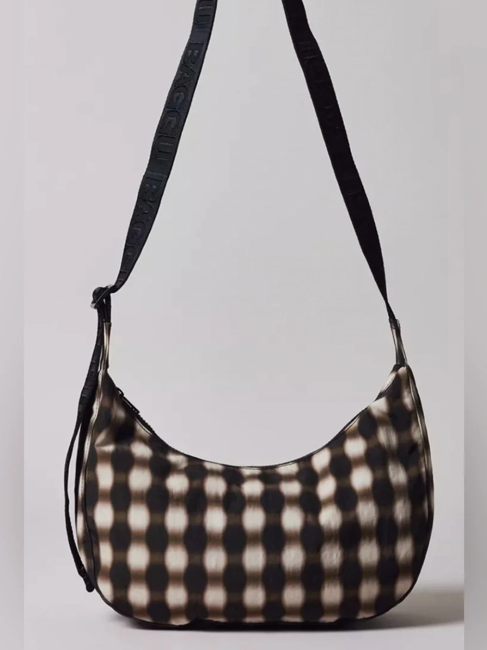 BAGGU Medium Crescent Bag Blurred Gingham NWT